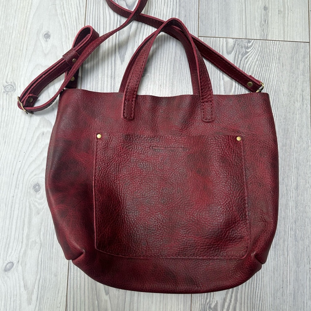 Portland Leather Company Medium Crossbody Tote in Sangria